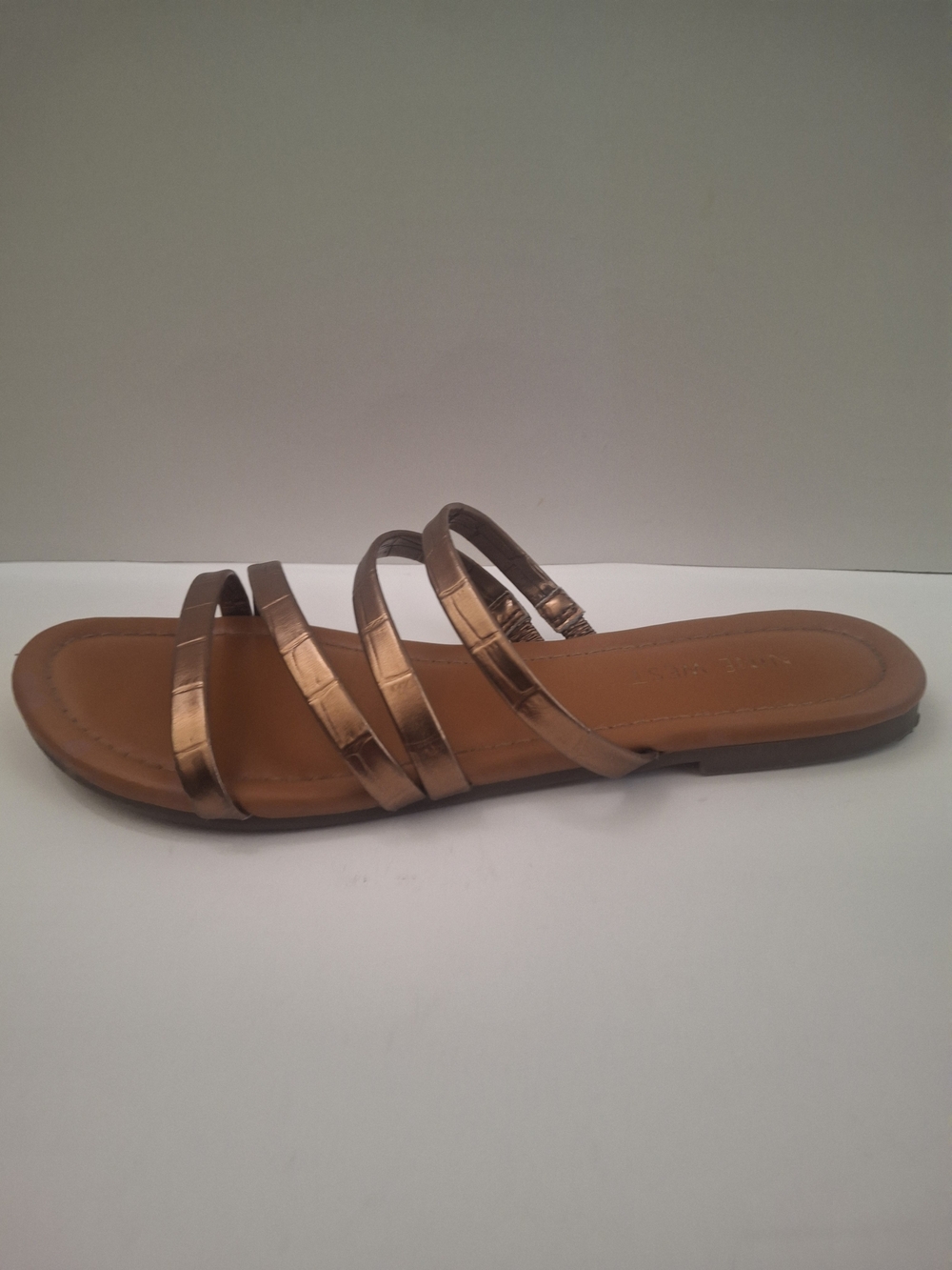 Nine West Metallic Bronze Strappy Slide Sandal